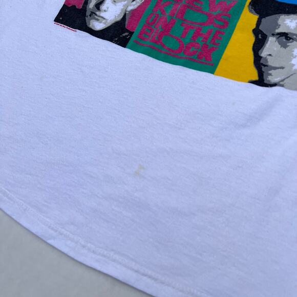 Vintage 1989 New Kids On The Block Faces Tour Band Tee T Shirt L USA Made 80s - Picture 8 of 12